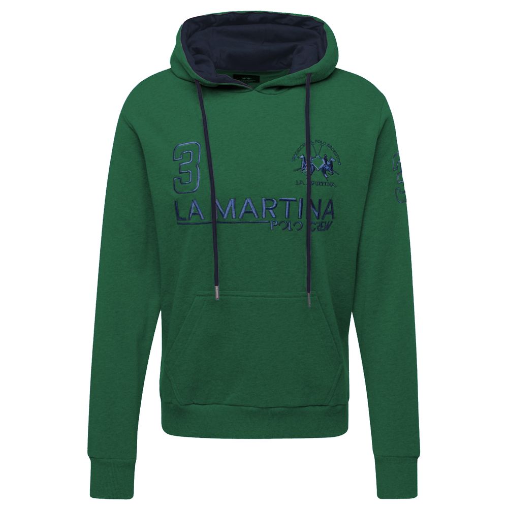 La Martina Elegant Green Hooded Cotton Sweatshirt -   -  La Martina.