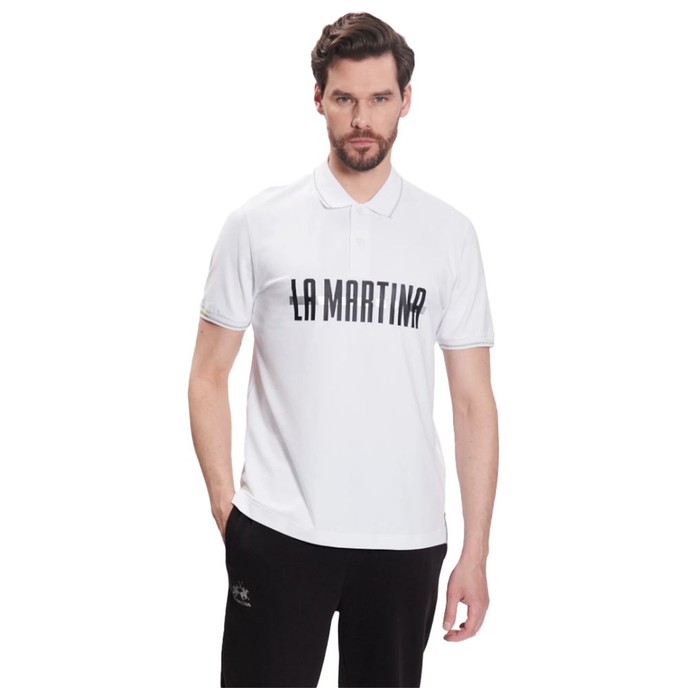 La Martina Elegant Cotton-Blend Polo with Glitter Accent -   -  La Martina.