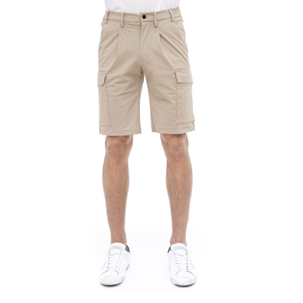 People Of Shibuya Beige Stretch Bermuda Cargo Shorts -   -  People Of Shibuya.