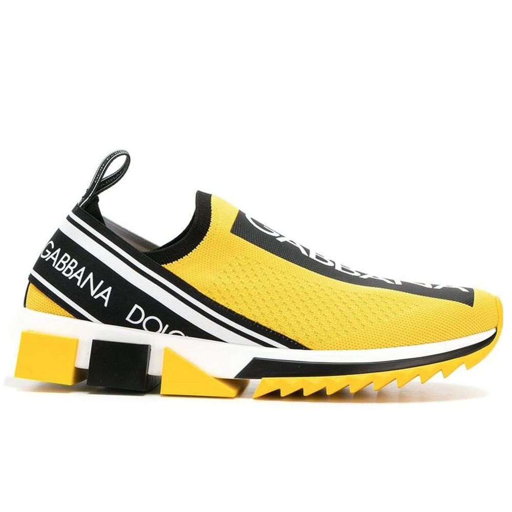 Dolce & Gabbana Chic Logo-Print Stretch Sneakers in Vibrant Yellow -   -  Dolce & Gabbana.