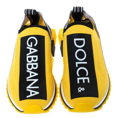 Dolce & Gabbana Chic Logo-Print Stretch Sneakers in Vibrant Yellow -   -  Dolce & Gabbana.