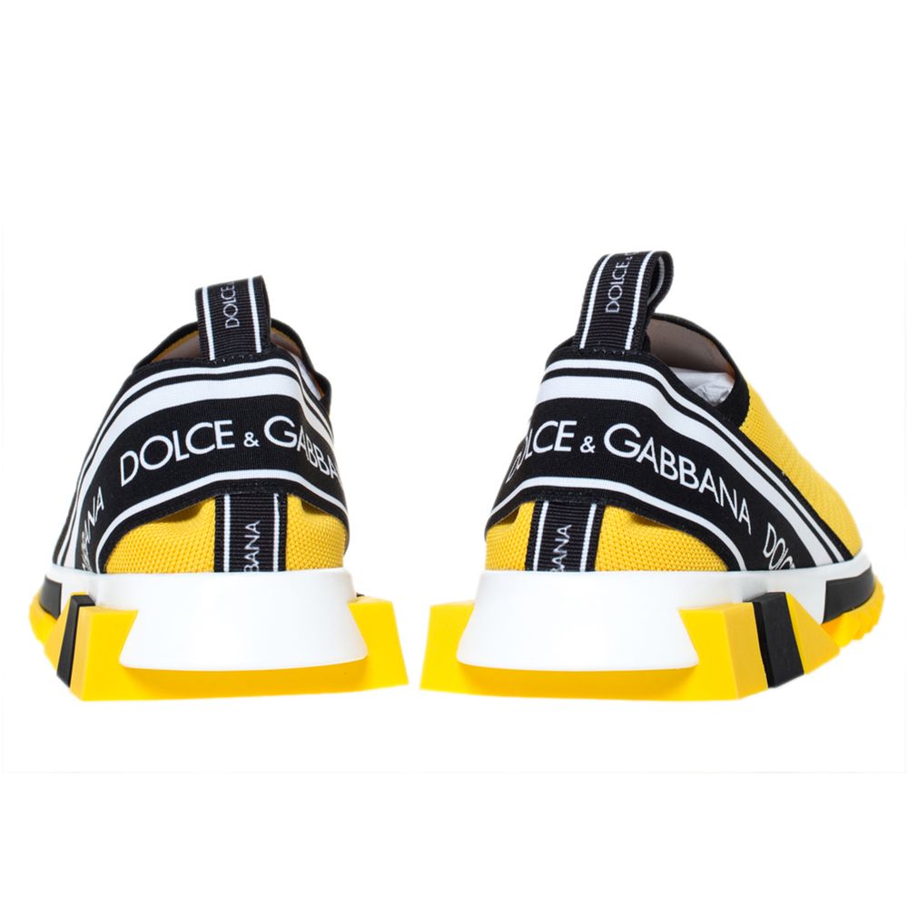 Dolce & Gabbana Chic Logo-Print Stretch Sneakers in Vibrant Yellow -   -  Dolce & Gabbana.