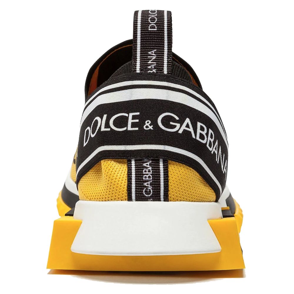 Dolce & Gabbana Chic Logo-Print Stretch Sneakers in Vibrant Yellow -   -  Dolce & Gabbana.