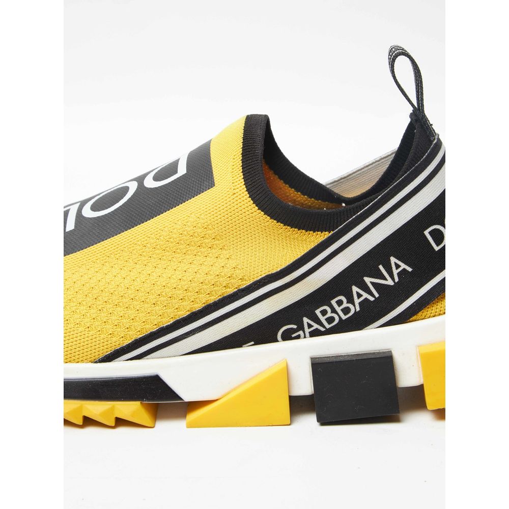 Dolce & Gabbana Chic Logo-Print Stretch Sneakers in Vibrant Yellow -   -  Dolce & Gabbana.