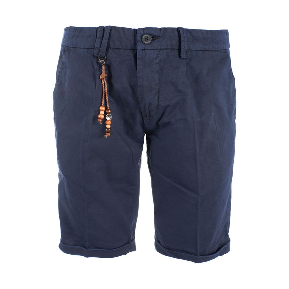 Yes Zee Chic Blue Cotton Blend Bermuda Shorts -   -  Yes Zee.