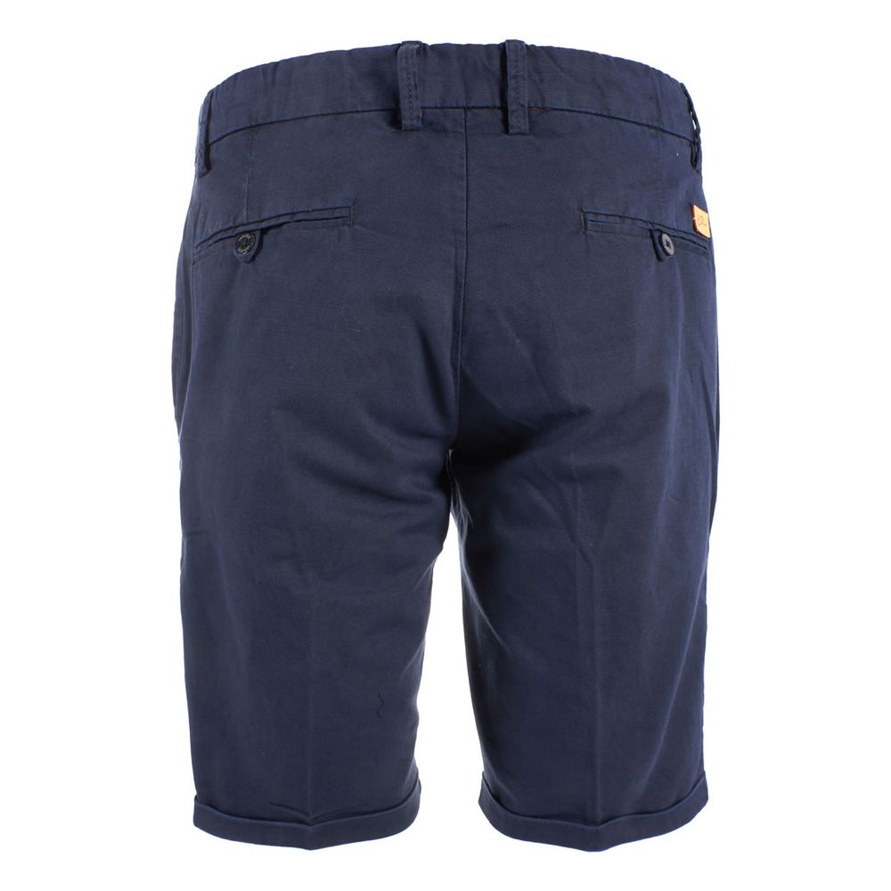 Yes Zee Chic Blue Cotton Blend Bermuda Shorts -   -  Yes Zee.