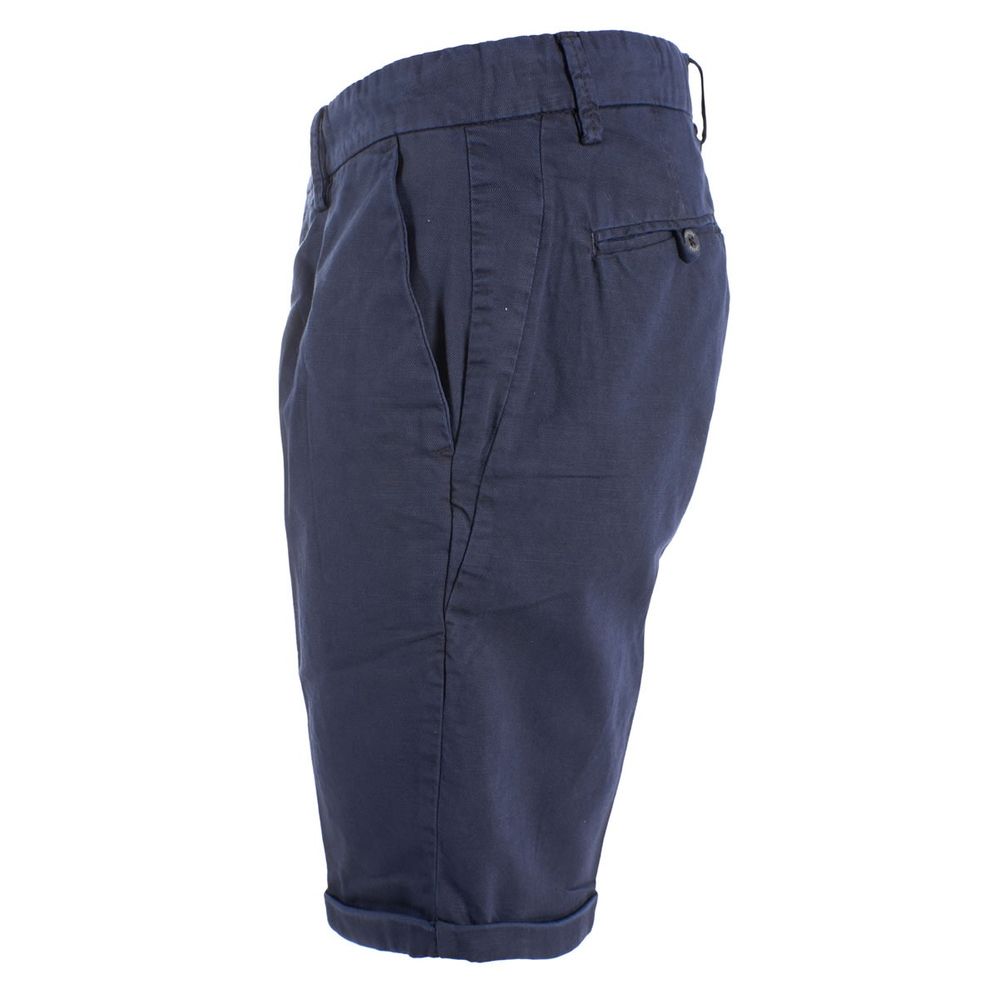 Yes Zee Chic Blue Cotton Blend Bermuda Shorts -   -  Yes Zee.