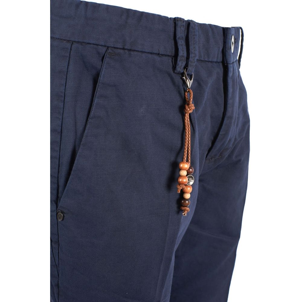 Yes Zee Chic Blue Cotton Blend Bermuda Shorts -   -  Yes Zee.