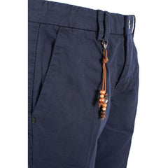 Yes Zee Chic Blue Cotton Blend Bermuda Shorts -   -  Yes Zee.