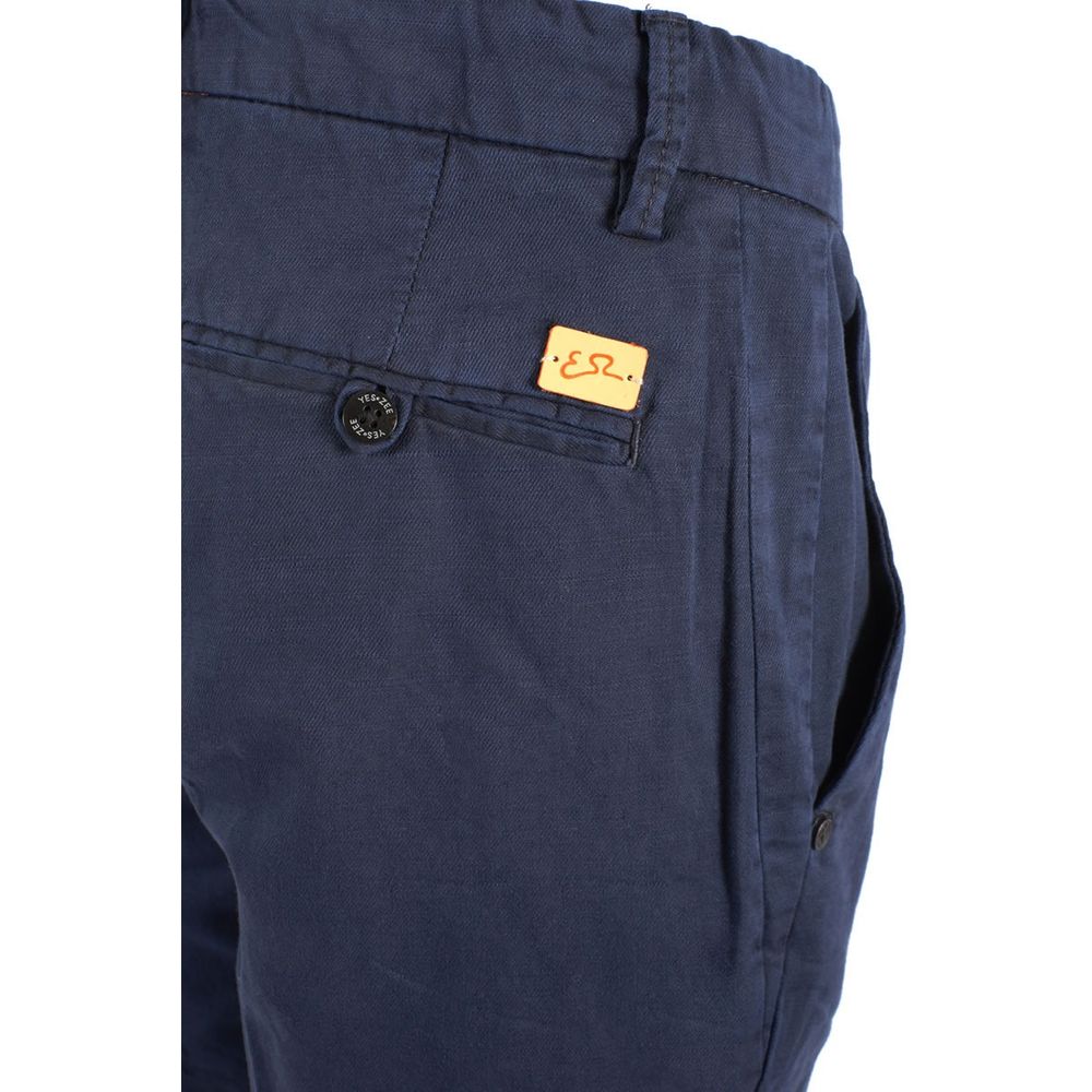 Yes Zee Chic Blue Cotton Blend Bermuda Shorts -   -  Yes Zee.