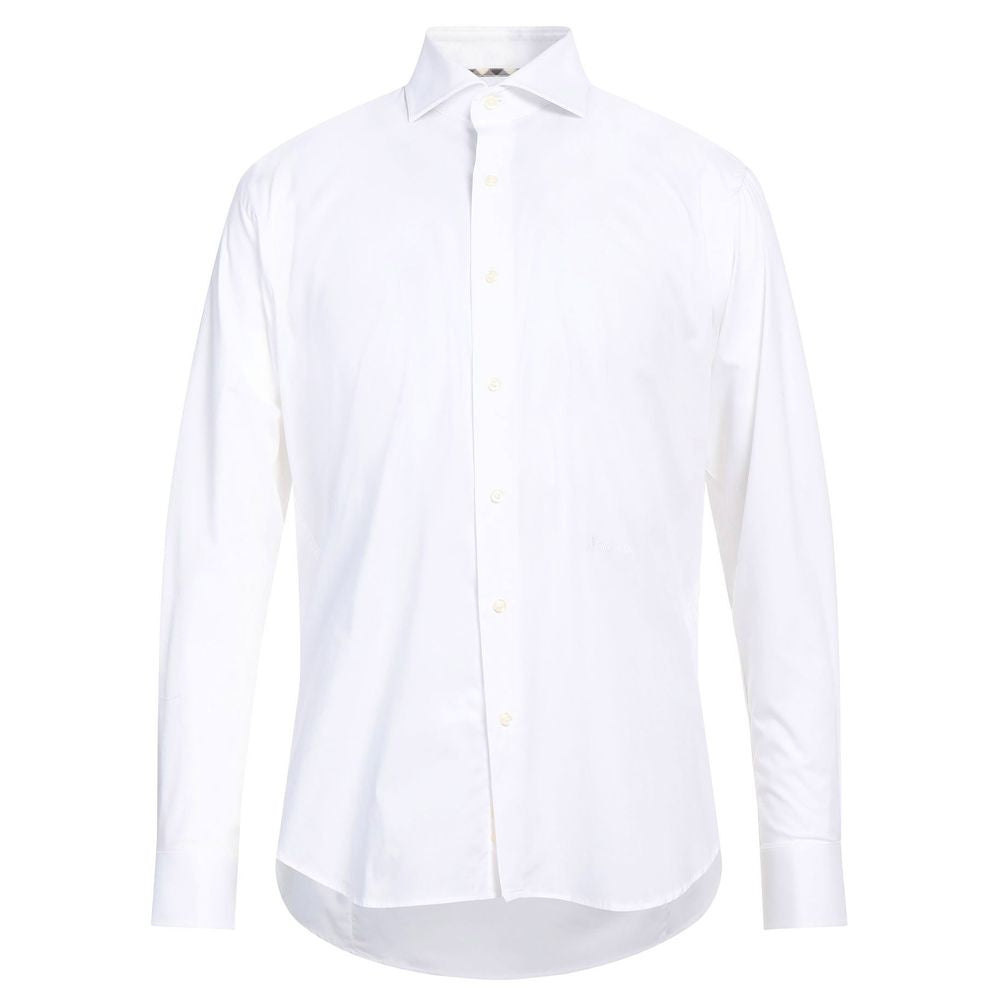 Aquascutum Sophisticated White Cotton Shirt with Embroidered Logo -   -  Aquascutum.