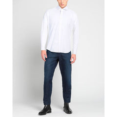 Aquascutum Sophisticated White Cotton Shirt with Embroidered Logo -   -  Aquascutum.