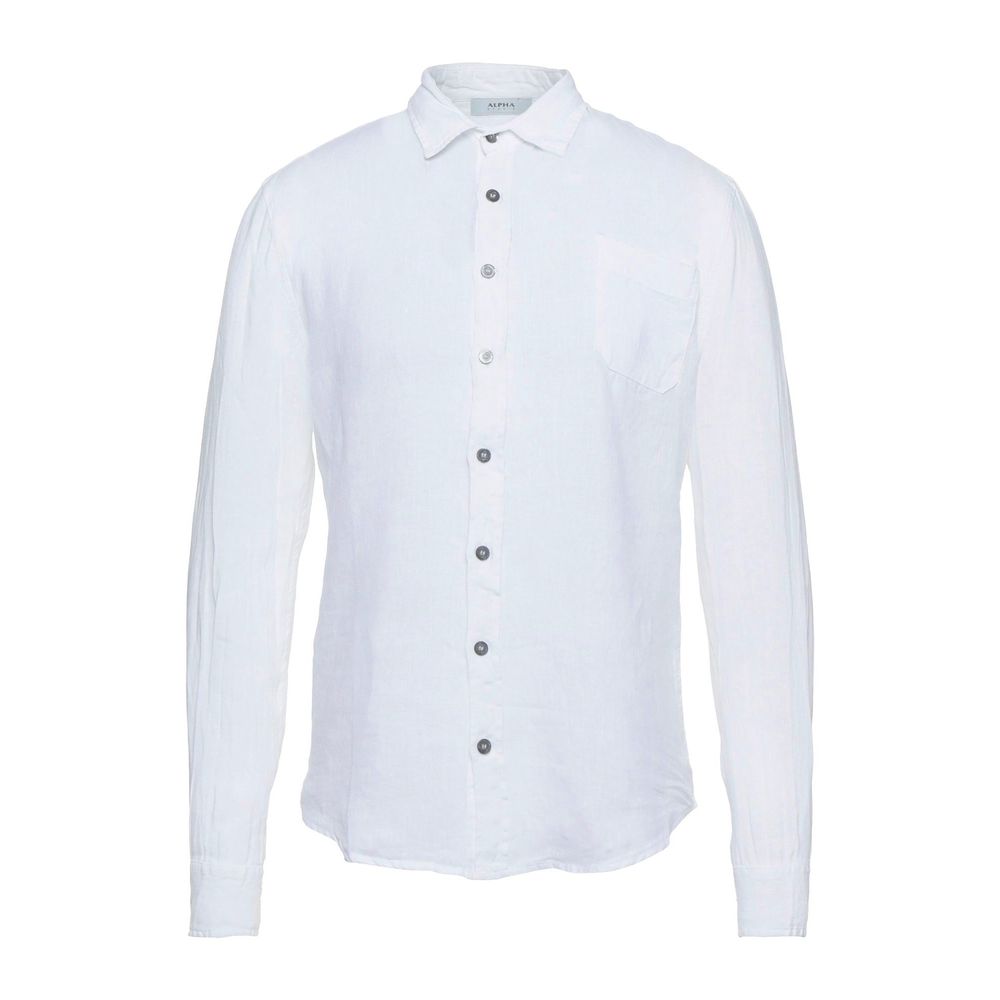 Alpha Studio Elegant White Linen Shirt for Men -   -  Alpha Studio.