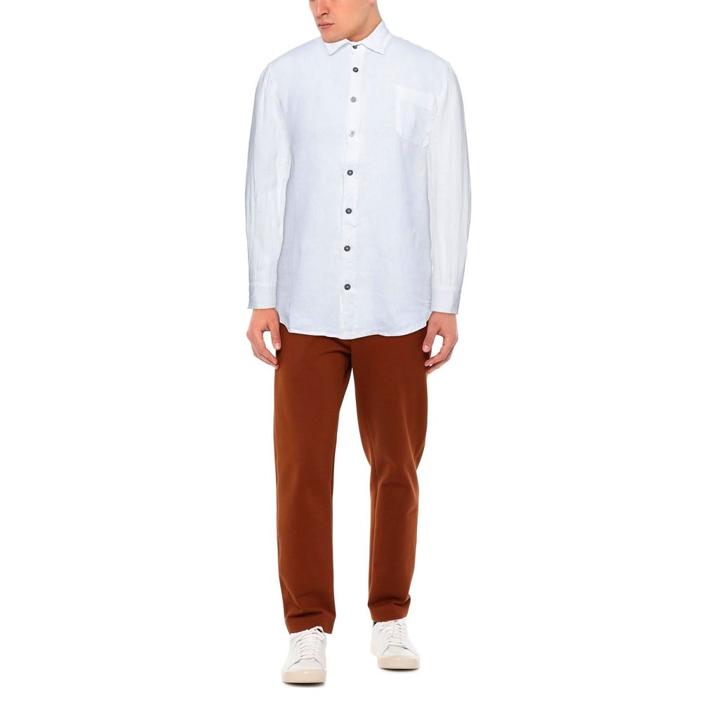 Alpha Studio Elegant White Linen Shirt for Men -   -  Alpha Studio.