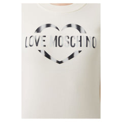 Love Moschino Chic White Cotton Blend Dress with Logo Accent -   -  Love Moschino.