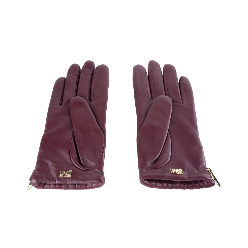 Cavalli Class Red Lambskin Women Glove -   -  Cavalli Class.