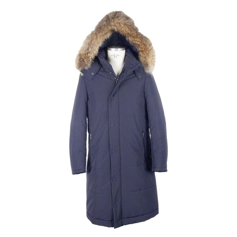 Made in Italy Blue Wool Men's Raincoat -   -  Made in Italy.