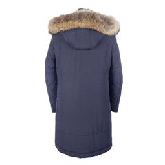 Made in Italy Blue Wool Men's Raincoat -   -  Made in Italy.