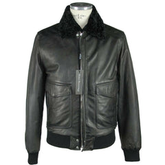 Emilio Romanelli Sleek Black Leather Zip Jacket -   -  Emilio Romanelli.