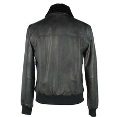 Emilio Romanelli Sleek Black Leather Zip Jacket -   -  Emilio Romanelli.