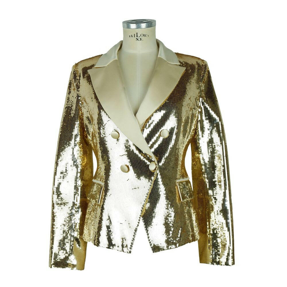 Elisabetta Franchi Chic Sequined Double-Breasted Yellow Jacket -   -  Elisabetta Franchi.