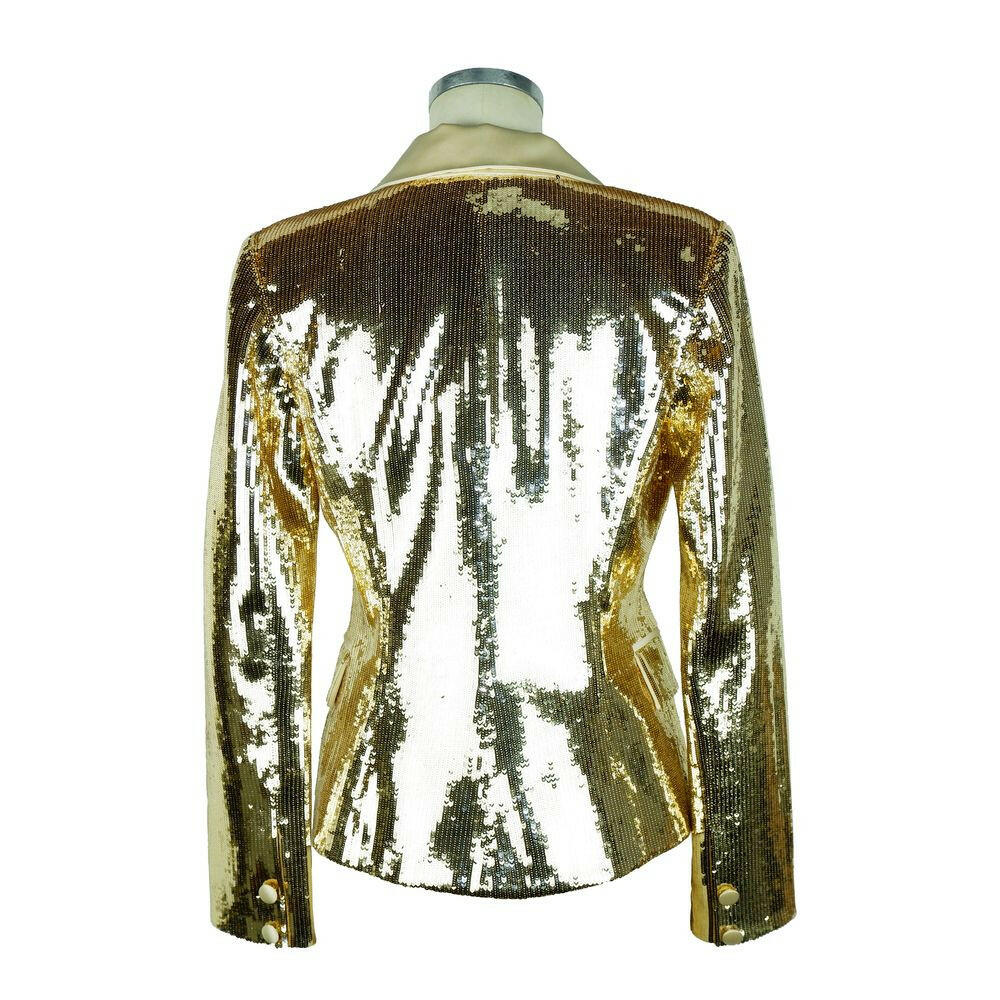 Elisabetta Franchi Chic Sequined Double-Breasted Yellow Jacket -   -  Elisabetta Franchi.