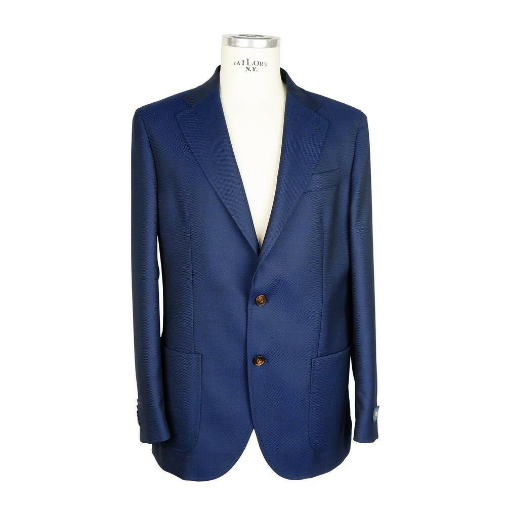 Emilio Romanelli Blue Wool Men Blazer -   -  Emilio Romanelli.