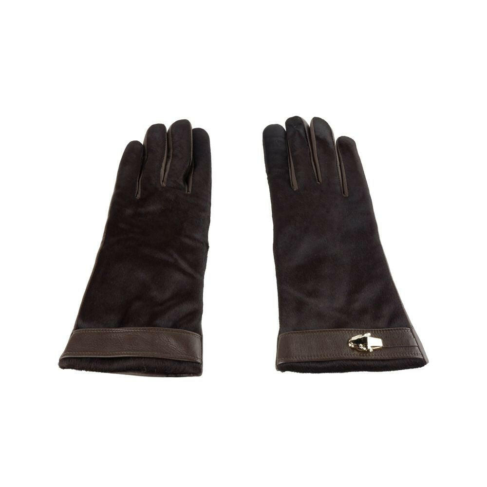 Cavalli Class Brown Cowhide Women Glove -   -  Cavalli Class.