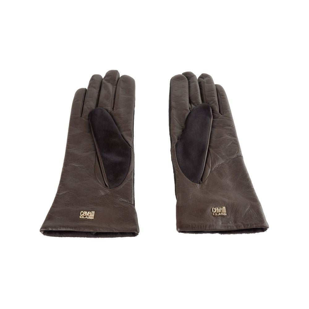 Cavalli Class Brown Cowhide Women Glove -   -  Cavalli Class.