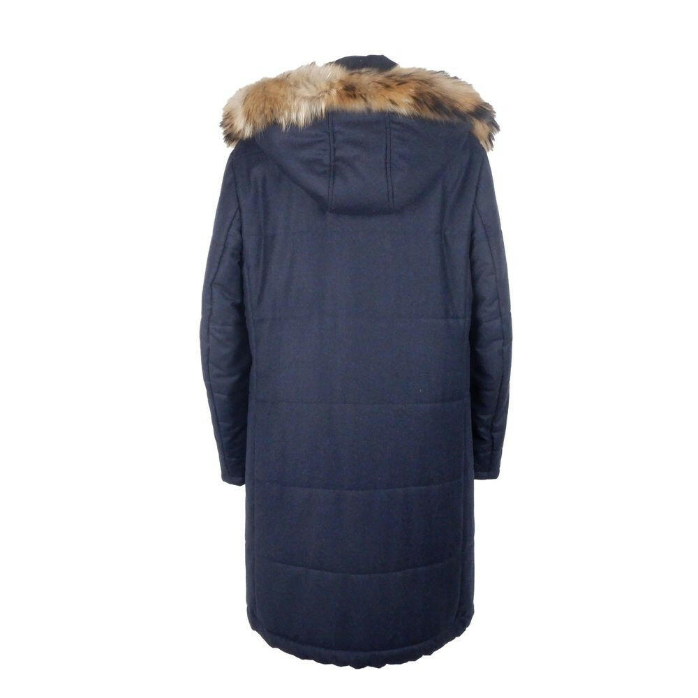 Made in Italy Blue Wool Men's Raincoat -   -  Made in Italy.