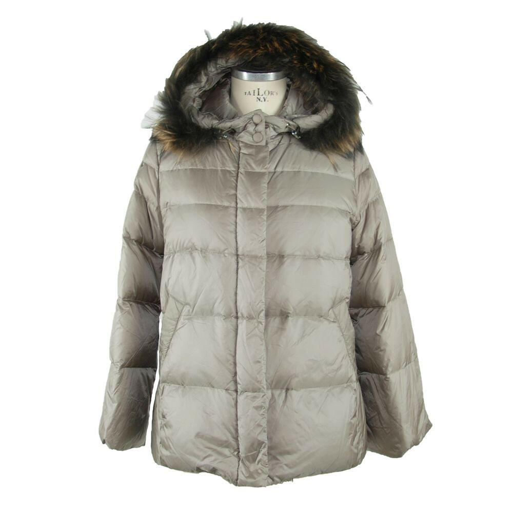 Emilio Romanelli Elegant Gray Polyamide Fur-Trimmed Coat -   -  Emilio Romanelli.