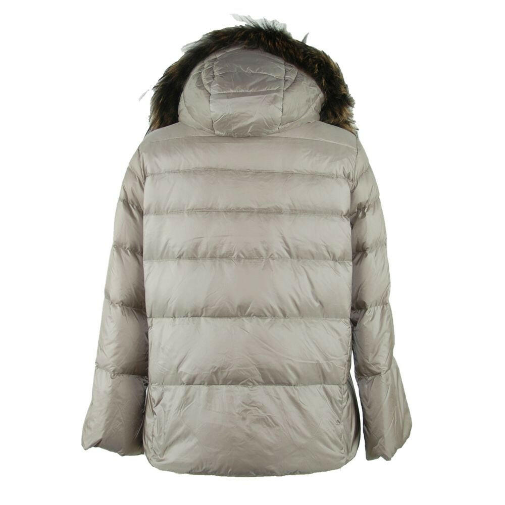 Emilio Romanelli Elegant Gray Polyamide Fur-Trimmed Coat -   -  Emilio Romanelli.