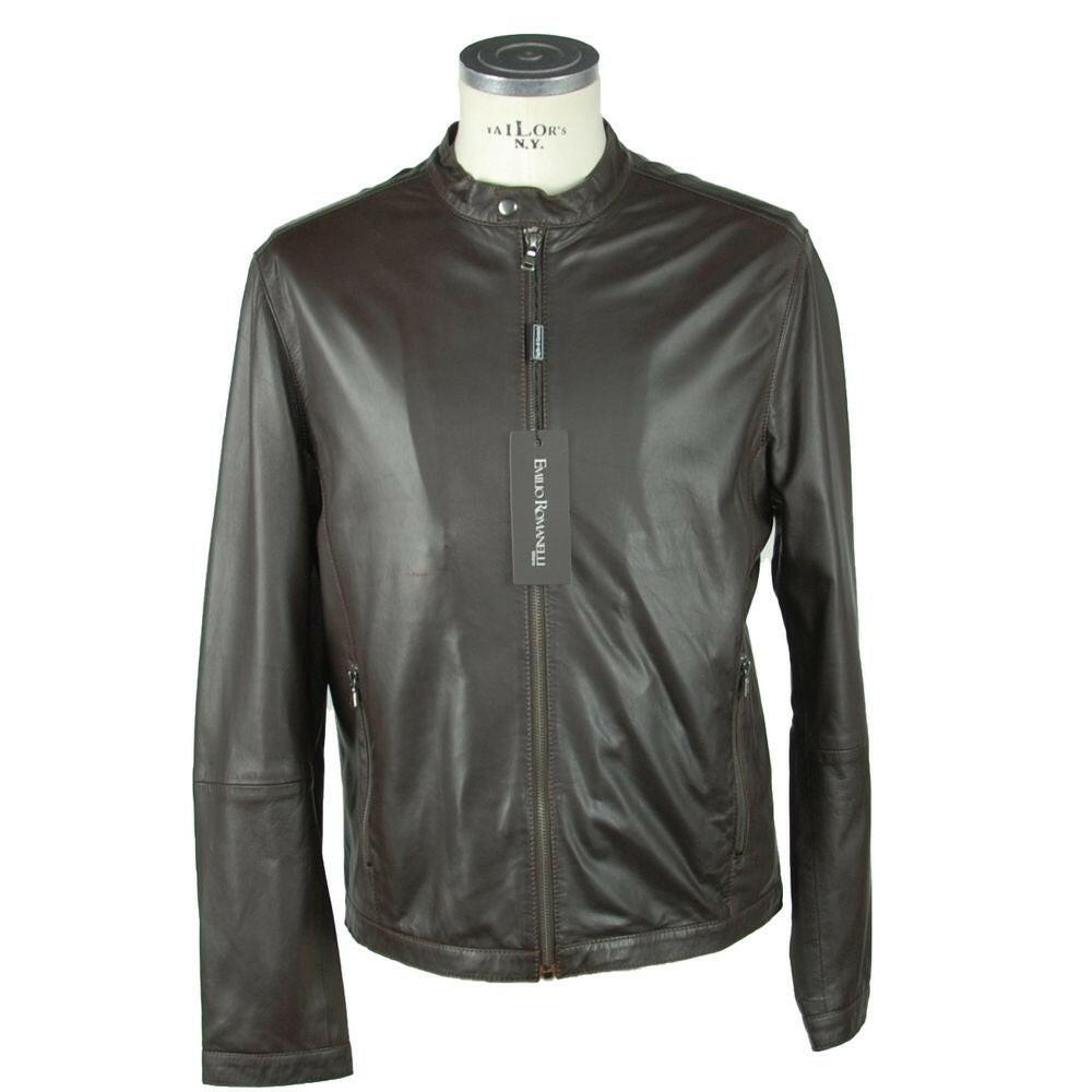 Emilio Romanelli Elegant Leather Jacket -   -  Emilio Romanelli.