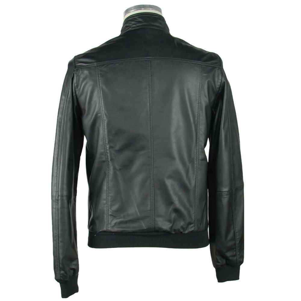 Emilio Romanelli Sleek Black Leather Jacket For Men -   -  Emilio Romanelli.