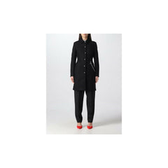 Love Moschino Elegant Black Wool Coat with Silver Chain Detail -   -  Love Moschino.