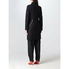 Love Moschino Elegant Black Wool Coat with Silver Chain Detail -   -  Love Moschino.