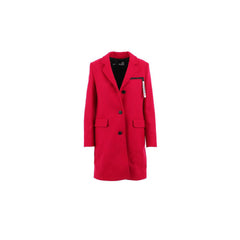 Love Moschino Chic Pink Woolen Coat with Logo Details -   -  Love Moschino.