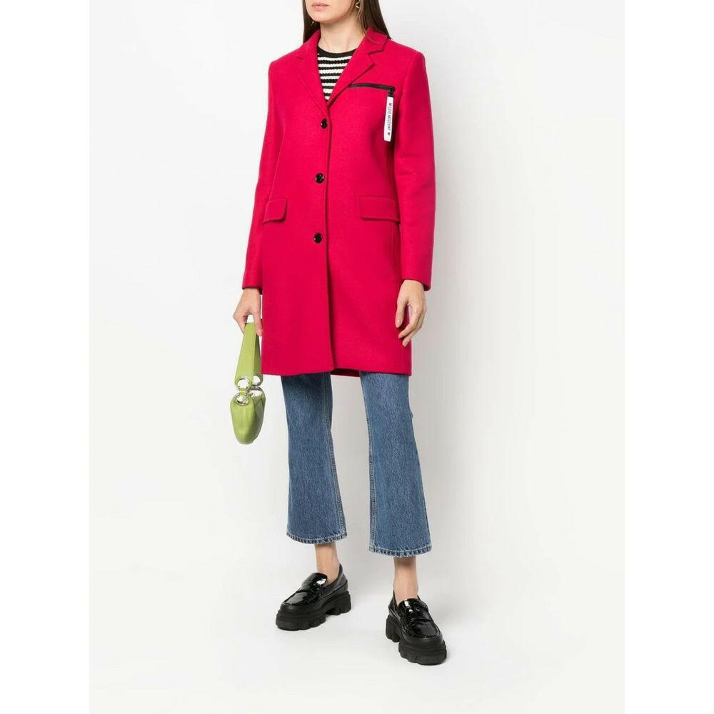 Love Moschino Chic Pink Woolen Coat with Logo Details -   -  Love Moschino.