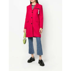 Love Moschino Chic Pink Woolen Coat with Logo Details -   -  Love Moschino.