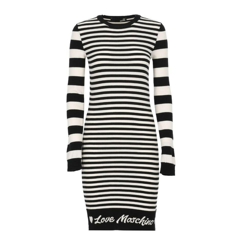 Love Moschino Elegant Striped Knit Dress with Long Sleeves -   -  Love Moschino.