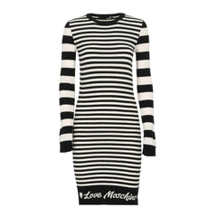 Love Moschino Elegant Striped Knit Dress with Long Sleeves -   -  Love Moschino.