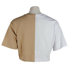 Comme Des Fuckdown Beige Couture Logo Tee with Two-Tone Print -   -  Comme Des Fuckdown.