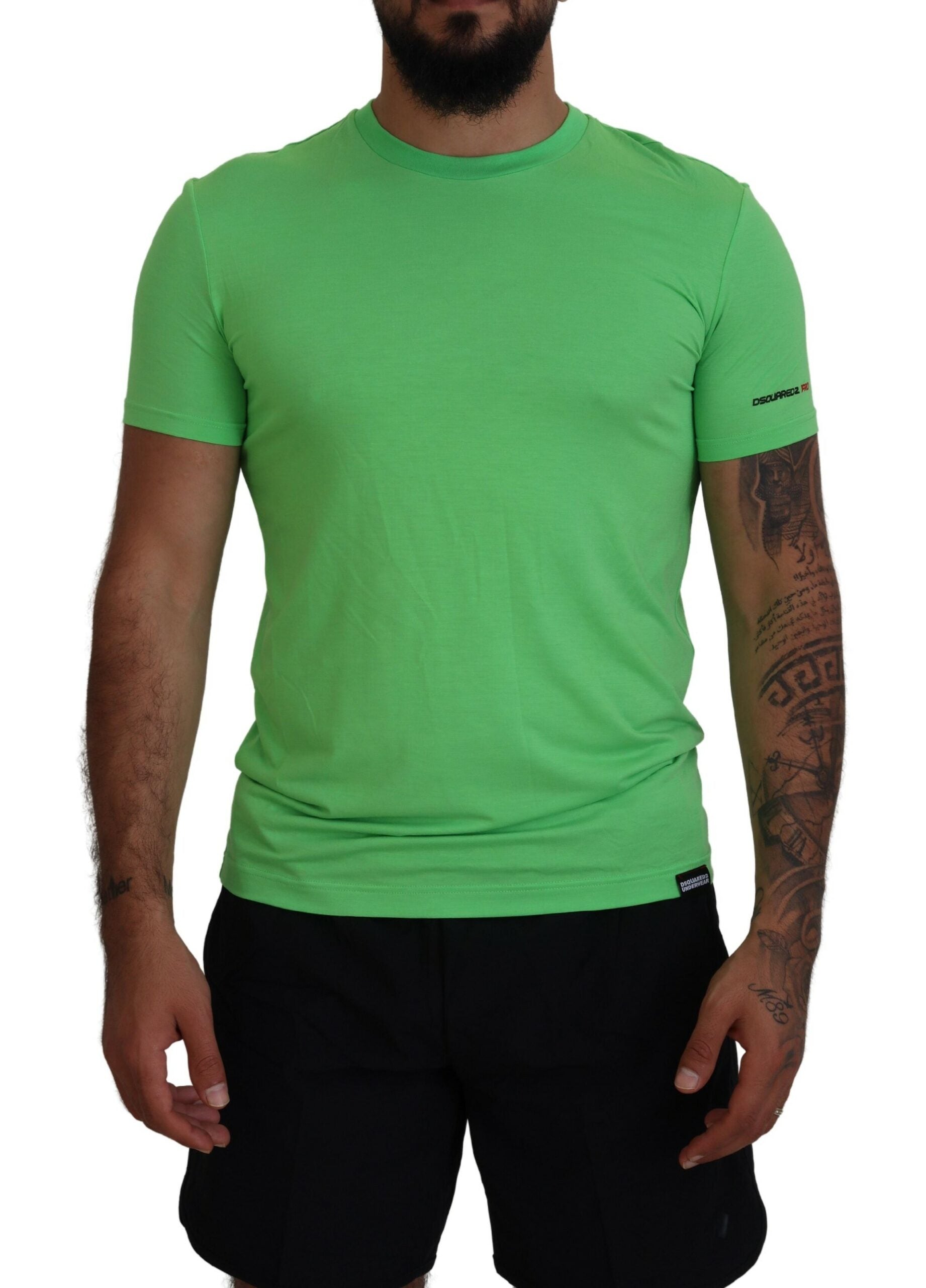 Dsquared² Green Modal Short Sleeves Crewneck T-shirt -   -  Dsquared².