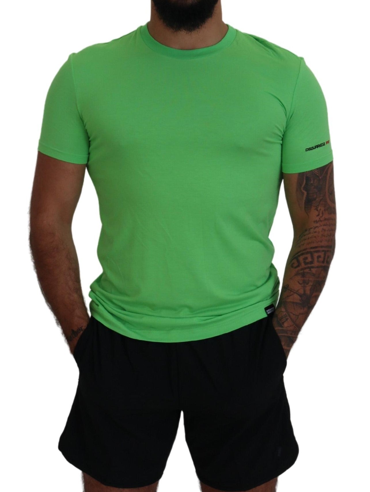 Dsquared² Green Modal Short Sleeves Crewneck T-shirt -   -  Dsquared².