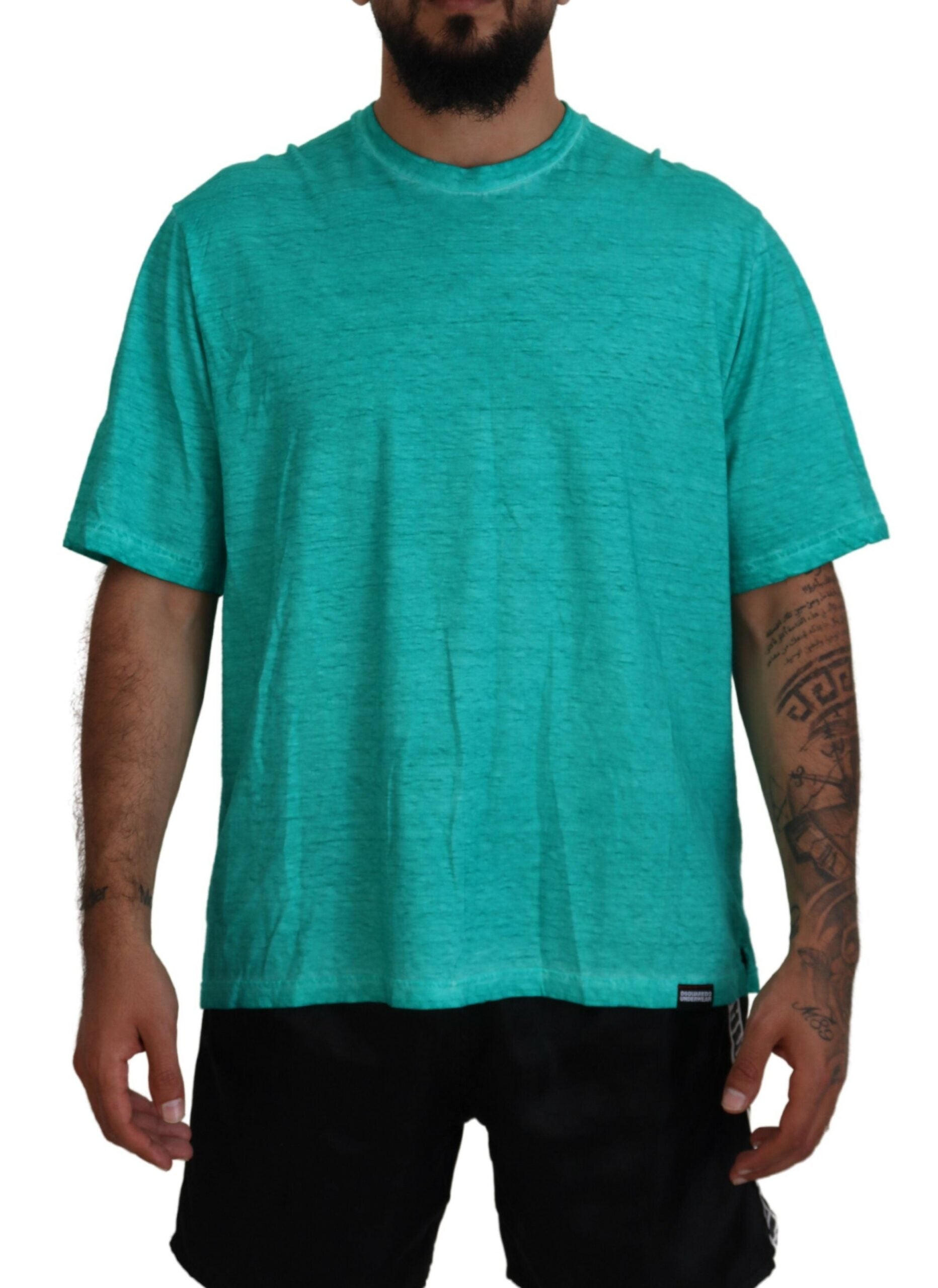 Dsquared² Light Green Cotton Linen Short Sleeves T-shirt -   -  Dsquared².
