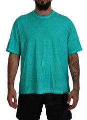 Dsquared² Light Green Cotton Linen Short Sleeves T-shirt -   -  Dsquared².
