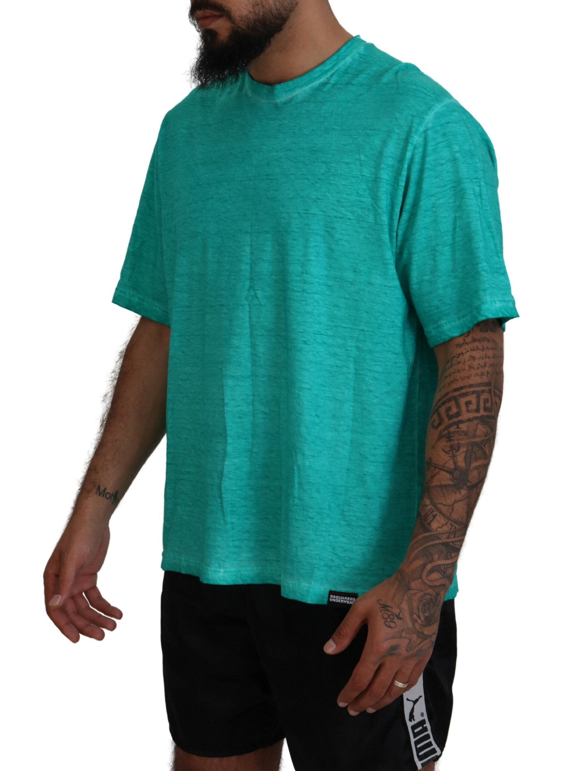 Dsquared² Light Green Cotton Linen Short Sleeves T-shirt -   -  Dsquared².