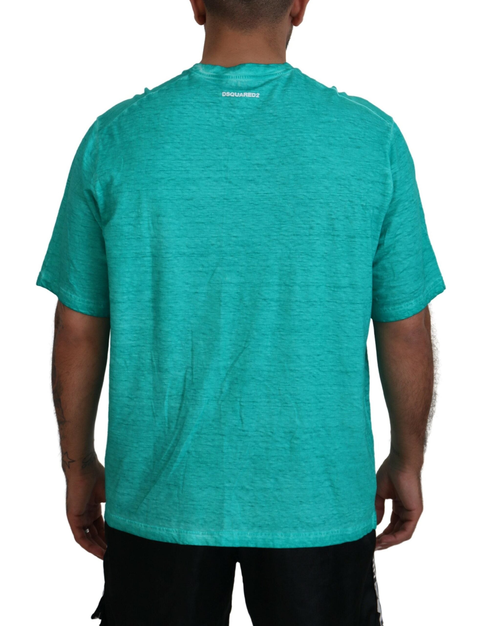 Dsquared² Light Green Cotton Linen Short Sleeves T-shirt -   -  Dsquared².