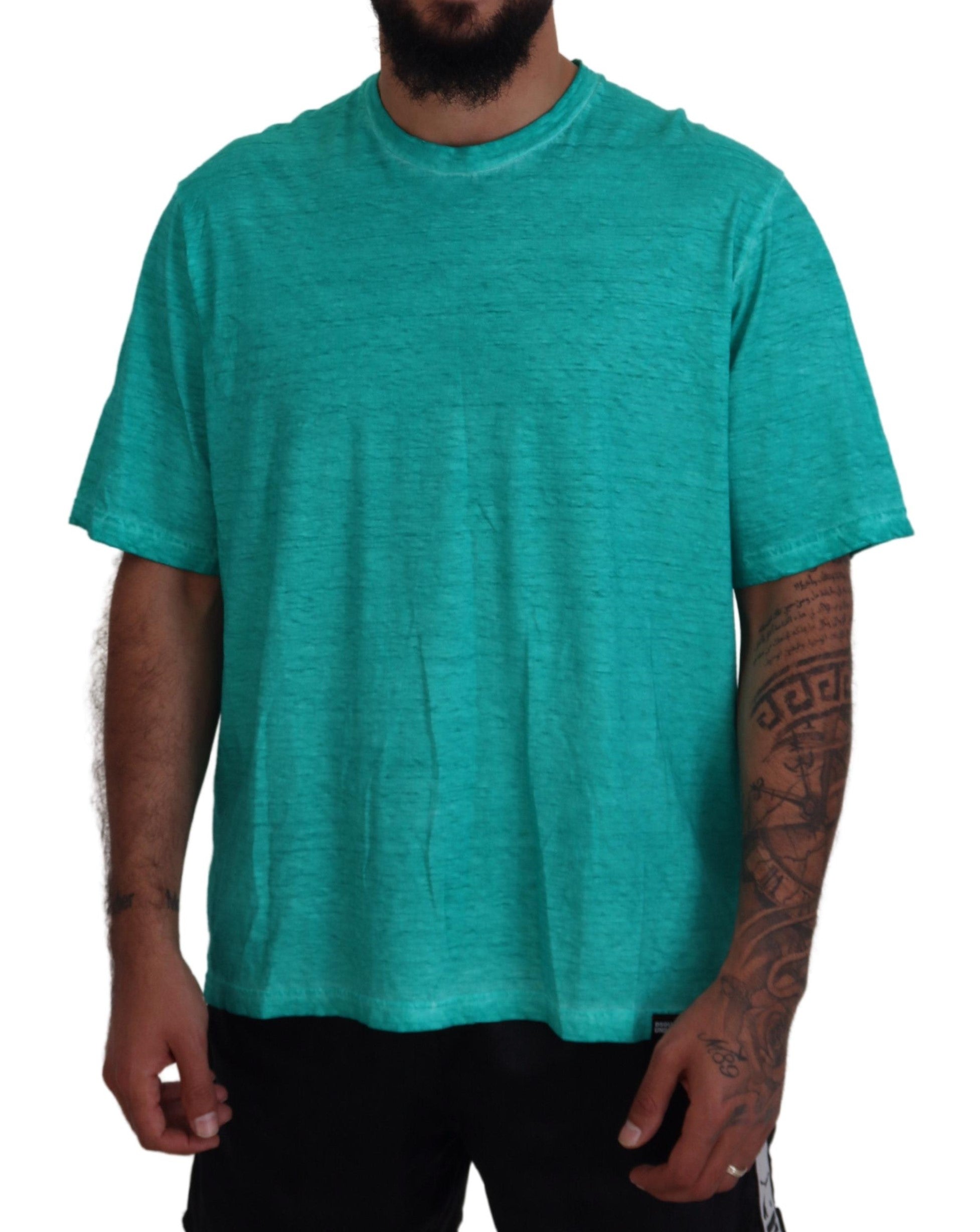 Dsquared² Light Green Cotton Linen Short Sleeves T-shirt -   -  Dsquared².
