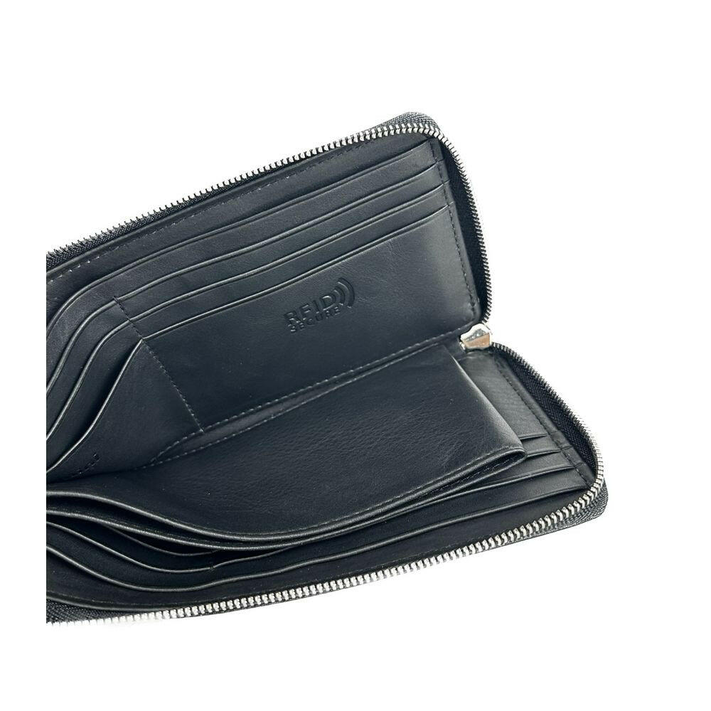 Baldinini Trend Elegant Black Leather Travel Organizer -  Leather Wallet for Men -  Baldinini Trend.